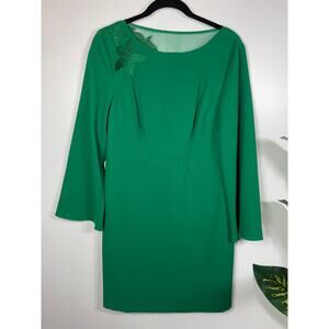 Trina Turk Engaging Bell Sleeve Dress Emerald Kelly Green Lace Wedding Guest NWT